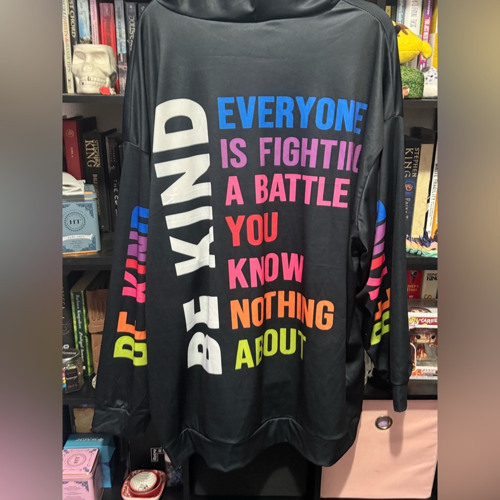 Rainbow/ Black Hoodie with Design
